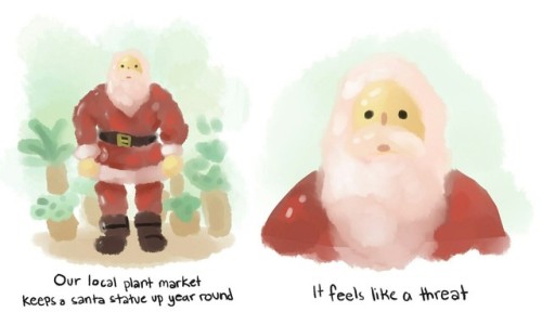 a santa watching you pass by in the tropic mid day heat is…ominous