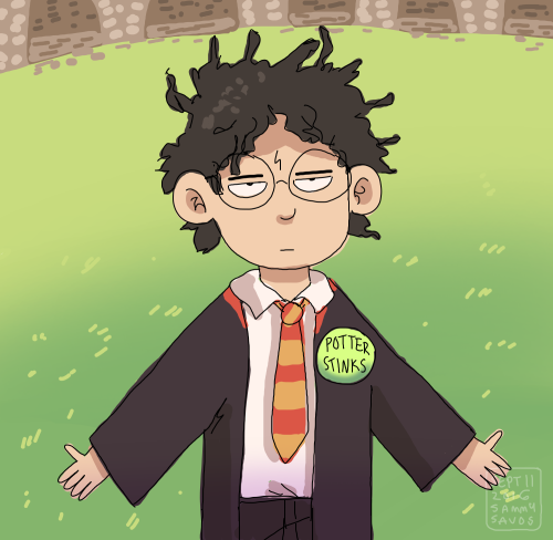 hamotzi: if harry had just worn one of those buttons himself he would have been the coolest kid in school