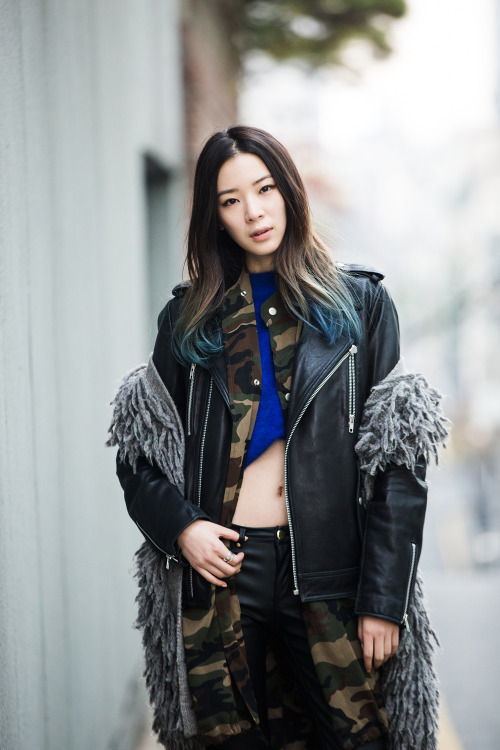 koreanmodel:Streetstyle: Irene Kim shot by Park Jimin for W Korea.can’t tell if she’s fe