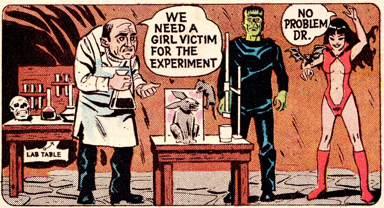 void-dance:  jthenr-comics-vault:  1971 AURORA Builder Kits AD  feat. Vampirella 