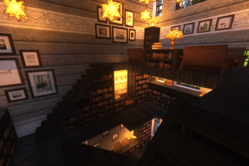 an old library made in minecraft with cocricot mod