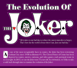 elitegeekalphasquad:  The Evolution of the Joker The good people at HalloweenCostumes.com created this cool infograph showing the evolution of the Joker in the comics, animated/tv shows and movies.  