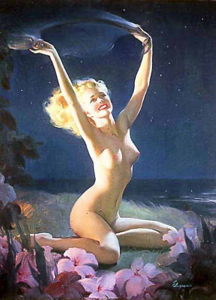 hoodoothatvoodoo:  Gil Elvgren &lsquo;Nymph&rsquo;