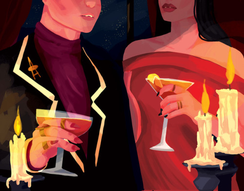 Some fancy and probably illuminati affiliated vampires for an article about halloween cocktails 