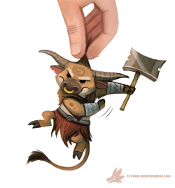 cryptid-creations:  Daily Paint #1094. Mini-taur