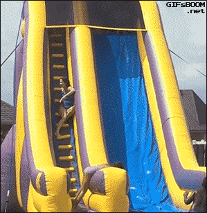 gifsboom:  Video: dog is enjoying a waterslide with the children
