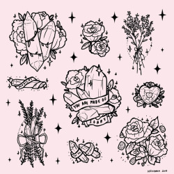 nevhada:   i love crystals!!and i love flowers!!!and i love sparkly shit!!!so heres a design with a bunch of them✨💕🌸🎀🌿 i might do single stickers tho why not👀  