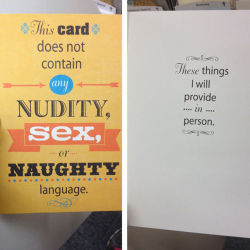 i-want-spankings:  somethinggenuine:  monochromatose:  babyminaj:  too good  nO BUT WHAT IF YOU HAD A LONG DISTANCE RELATIONSHIP WITH SOMEONE AND YOU MAILED THEM THIS CARD AND PUT A PLANE TICKET INSIDE HOW FUCKING CUTE WOULD THAT BE   i-want-spankings