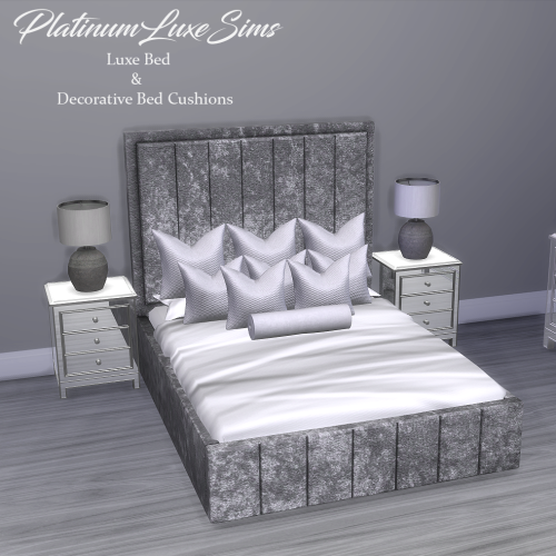 xplatinumxluxexsimsx:LUXURY BED SET SET CONTAINS:• Luxury bed - 18 swatches - 9 bed frame swatches, 
