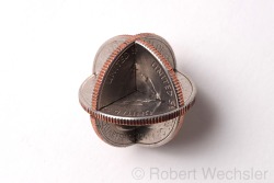 crossconnectmag:  The Perfect Geometry of Robert Wechsler’s Coin Sculptures &ldquo; Money &quot;  An assortment of geometric forms made from coins notched and joined together. Commissioned by The New Yorker for the SPOTS series in the October 14th