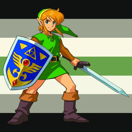 Agender flag but it’s color-picked from the Hero of Legend (A Link to the Past).