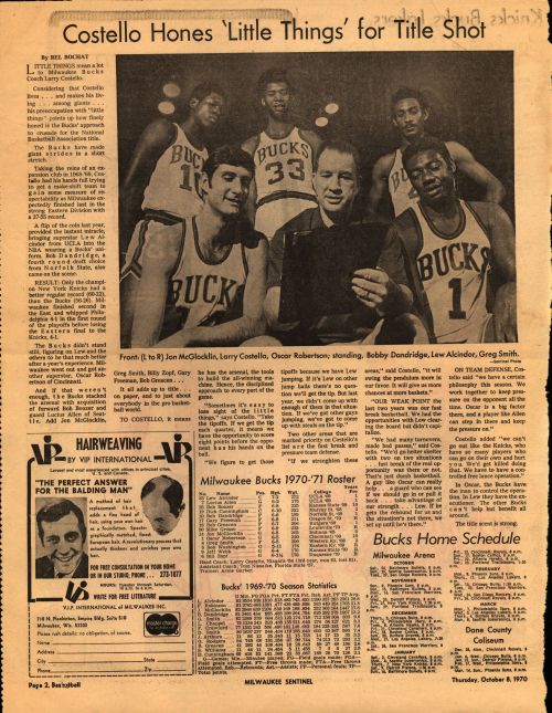 Higher ‘N’ Higher - Buck Fever: A Snapshot of the 1970-71 Milwaukee Bucks  Let’s have a little #Buck