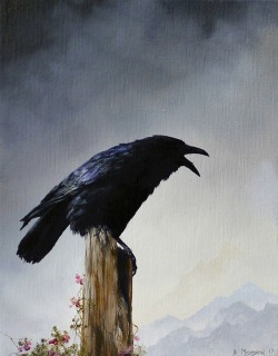 hajandrade: Brian Mashburn: Crow III, Crow II, Crow I, 2017, all oil on panel, via Haven Gallery, Long Island, NY.