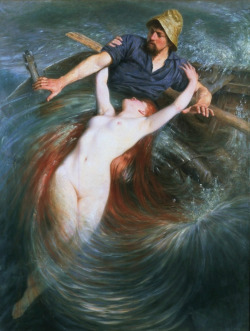 painting-archives:  &ldquo;The Fisherman and the Siren&rdquo; by Knut Ekwall, 