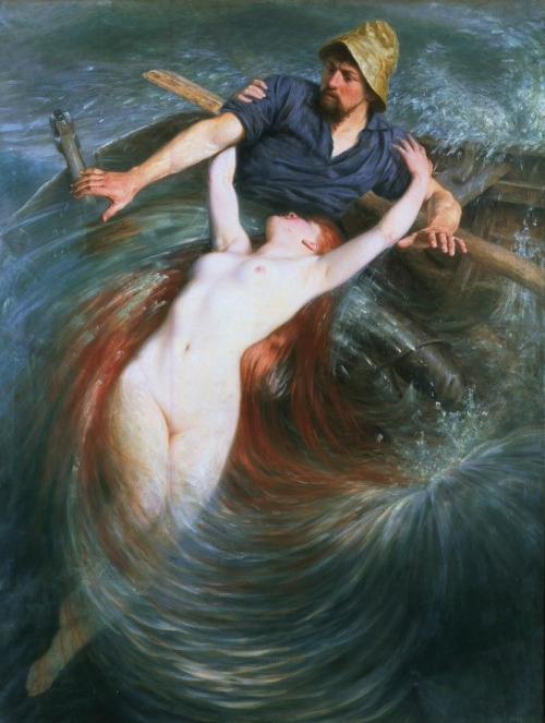 painting-archives:  “The Fisherman and the Siren” by Knut Ekwall, 