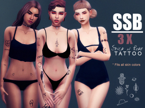 I made some simple tattoos, you get 3 in this package. <3 hope you enjoy these.DOWNLOAD HERE:http