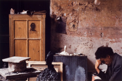 barcarole: Alberto Giacometti in his Paris studio, 1955. Photo by Alexander Liberman. 