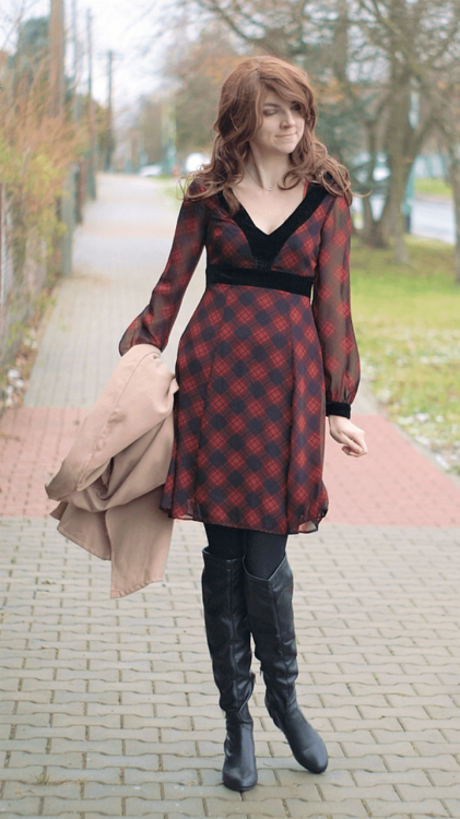 Camel coat + plaid - Fashion Tights - View more at http://www.fashion-tights.net/fashion-tights-home