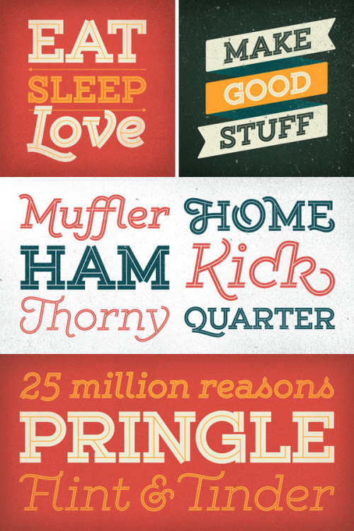 Gist Vintage Font Family The vintage Gist font family offers a nice inline slab serif typeface, which is well suited for decorative retro designs and vintage letterings.
Check out more information about the Gist vintage font family on WATC or buy it...