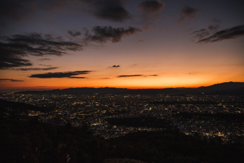 Sunday 8th October 2017. 18:00 Kyoto Japan.We decided to climb Daimonji to watch the sunset. We both