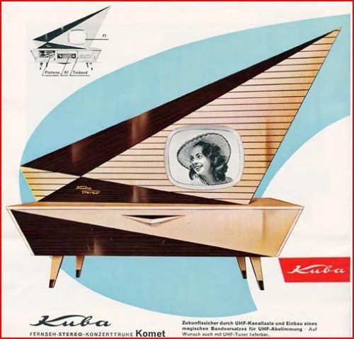 dean0208: The Kuba Komet.   This is the Kuba Komet from Germany.   The KUBA Corporation manufactured the Komet from 1957 to 1962 in Wolfenbuttel, West Germany. These were kind of an early version of the entertainment center, as there were 8 speakers