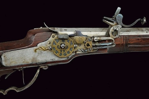 Wheel-lock rifle originating from Southern Germany, circa 1700.