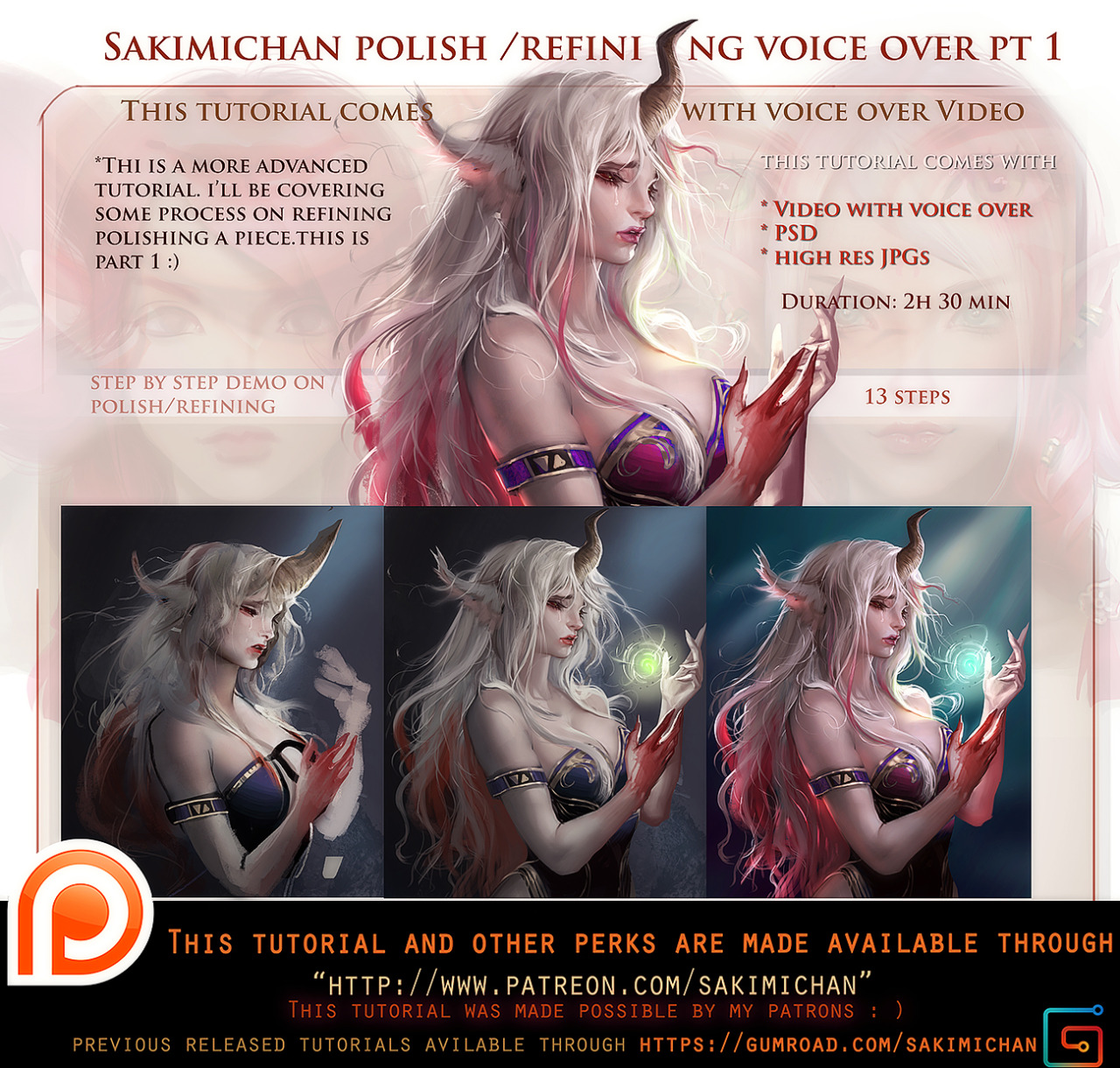 sakimichan:   Tutorials for this term, sign up end tonight :) 2 video tut and 1 advanced