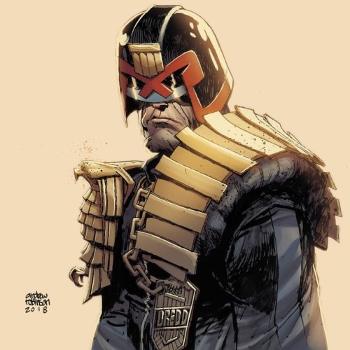 Dredd - first color on new Cintiq 16. Awesome tool. Art by Andrew C Robinson Colors by me. #dredd #j