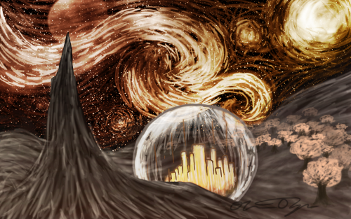 vacker: I made a Gallifrey version of Starry Night by Vincent van Gogh for art class :) Full size: x