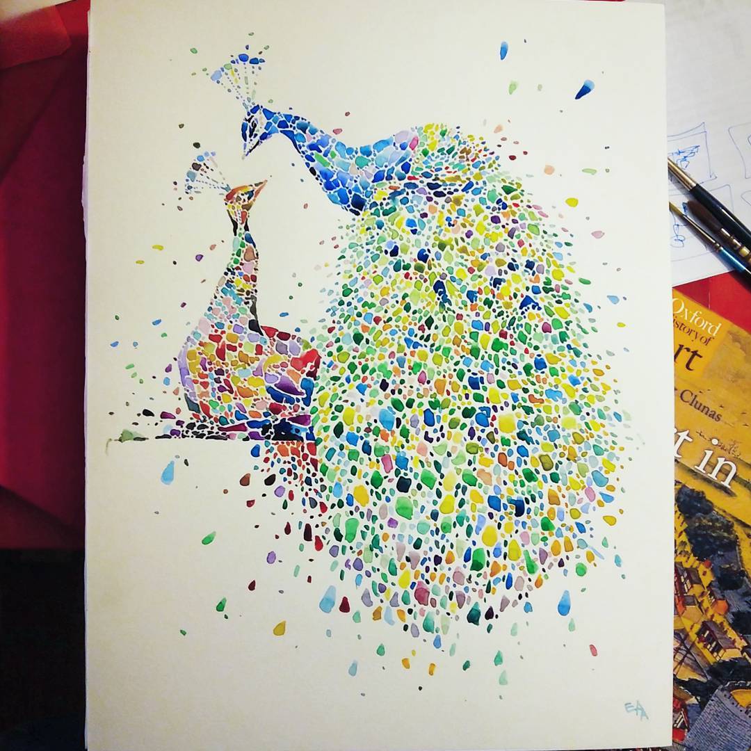 culturenlifestyle:  Rainbow Studded Animal Paintings Made With Dots by Ana Enshina