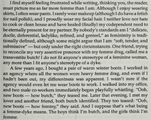 bulldykerwomensblues: excerpts from Arlene Istar’s “Femme-dyke” about being a Jewi