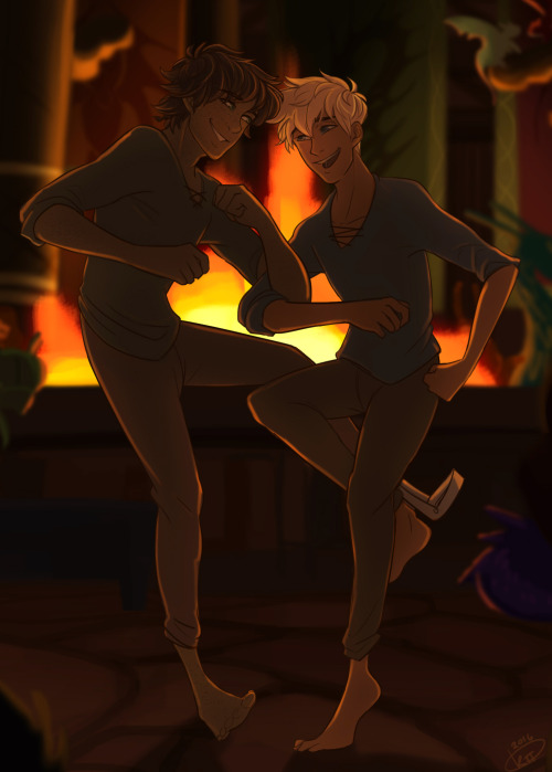kit-replica:Viking AU partner piece to this.It’s always toasty warm in the Mead Hall so Hiccup