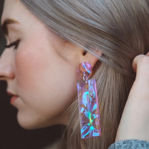 Iridescent Earrings // Bat Dog Jewelry on Etsy