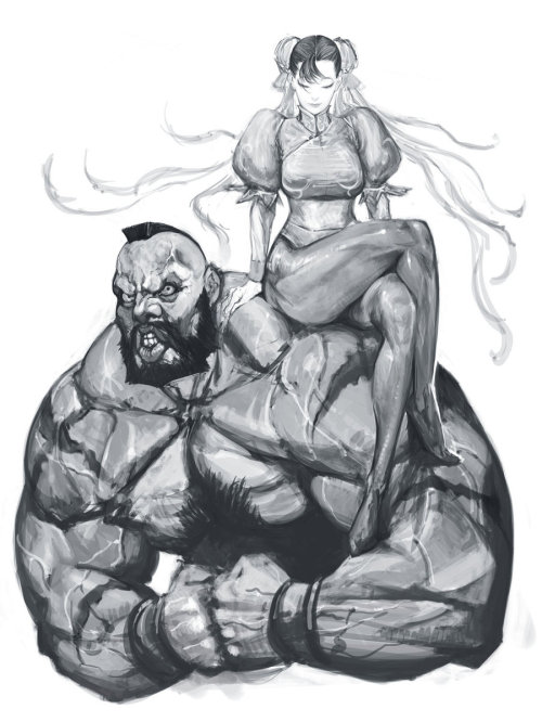 lulubonanza:  Chun Li and Zangief by masateru 
