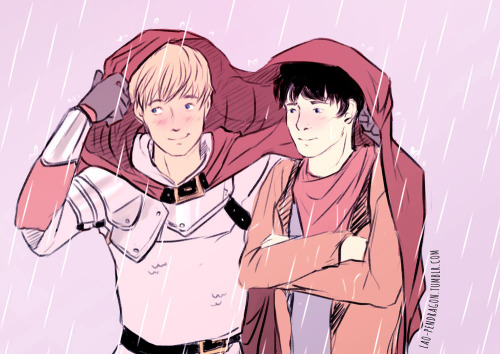 lao-pendragon: Rainy Days  Because, what did you think this huge cloak is good for? Aaaaawn, this is