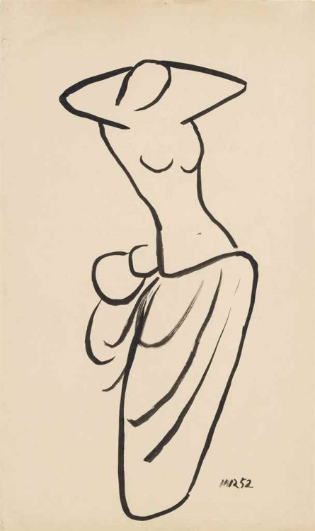 zzzze:Man Ray Nude, 1952 Dimensions: 18 7/8 x 11 3/8 in. (47.9 x 28.8 cm.) Medium: brush and India i