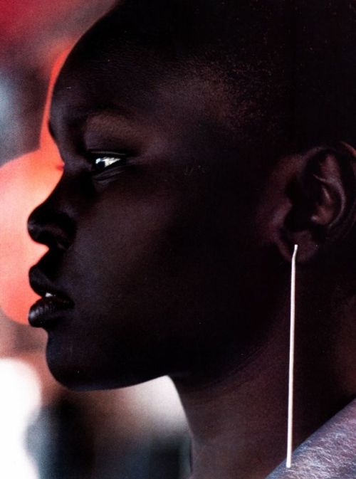 a-state-of-bliss:Elle US March 1997 - Alek Wek by Gilles Bensimon