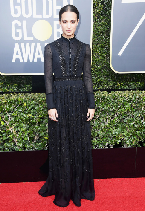 Alicia Vikanderattends the 75th Annual Golden Globe Awards at The Beverly Hilton Hotel on January 7,