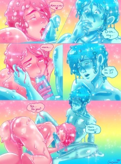 marshmallowmaximus:  Slime Boys: a gooey mini comic by me~💕💙www.patreon.com/doublemaximus
