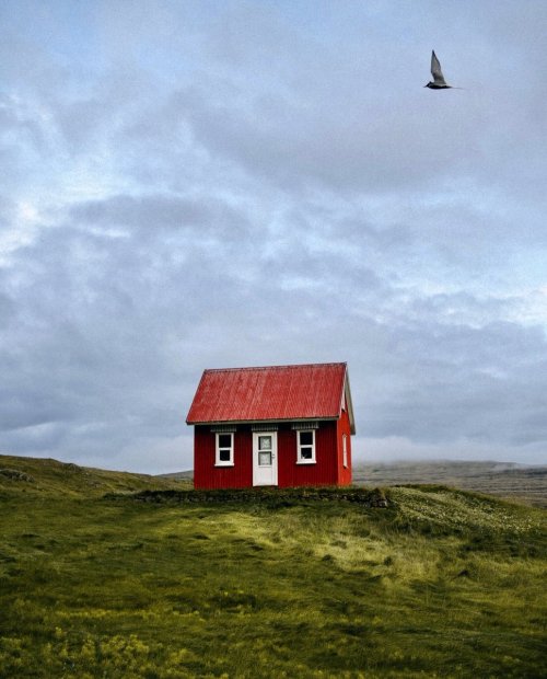 everylittlethingshedoesismagic:    The red house…in Iceland!  