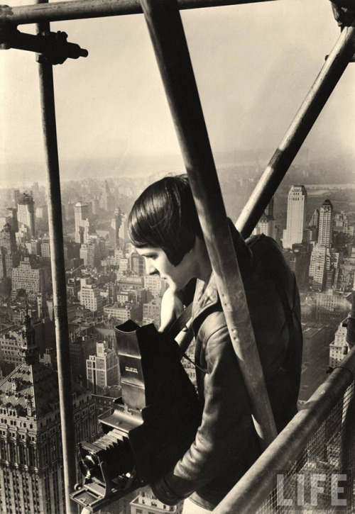 Margaret Bourke-White perched atop the Chrysler Building, photographing New York, By Henri Cartier-B