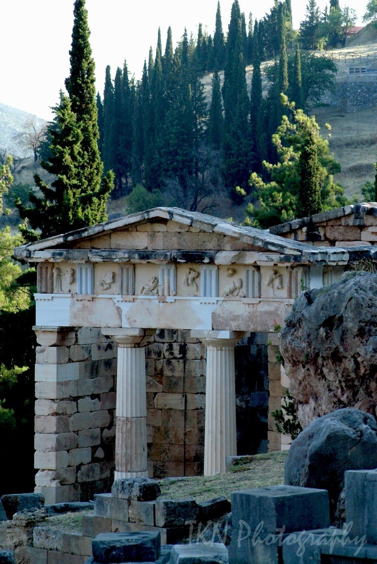 classicalmonuments:   Athenian Treasury   Delphi, Greece   502 BCE  9.75 m. in height