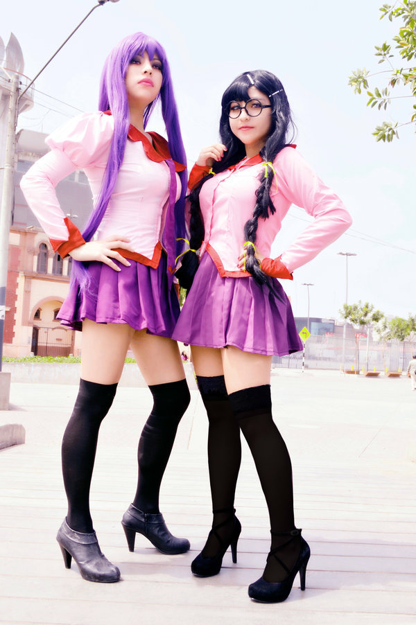 cosplayfanatics:  Bakemonogatari-duo Senjougahara Hanekawa (2) by dashcosplay