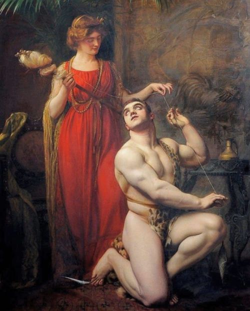 antonio-m:  Early 1910s, queer French academic painter  Gustave Courtois found enjoyment using Swiss strongman Maurice Deriaz  as his model. “Hercule au pied d’Omphale” (1912) & “Persée  délivrant Amdromède” (1913). Paintings are at