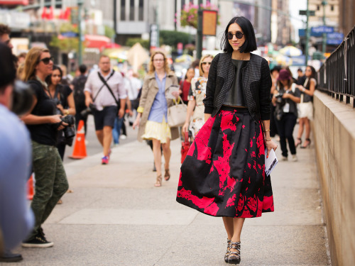 Lucky&rsquo;s Eva Chen, NYFW. For Refinery 29. 