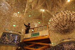 anon-313:  Repairs to the mirror work inside al-Abbas Mosque, Karbala, Iraq, Jan 2016.