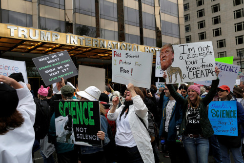 yahoonewsphotos:  March for Science events around the globe Thousands of people are expected to attend March for Science events around the world to promote the understanding of science and defend it from various attacks, including U.S. government budget