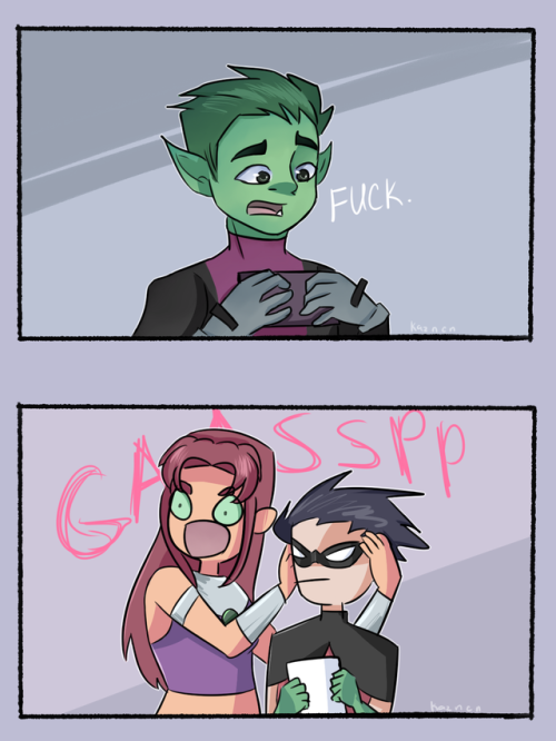 kazncn-art: starfire being protective of her little robin has this been done before?(original)