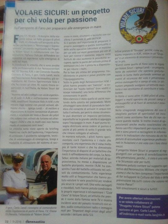 Il Fly Fano Club e l'Associazione Volare Sicuri del Gen. Carlo Landi sul periodico dell'Associazione Arma Aeronautica! @aeroportodifano