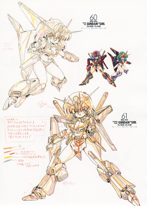 Various Akitaka Mika MS Girls, including:Z Gundam Girl, ZZ Gundam Girl, Psycho Gundam GirlDwadge Gir